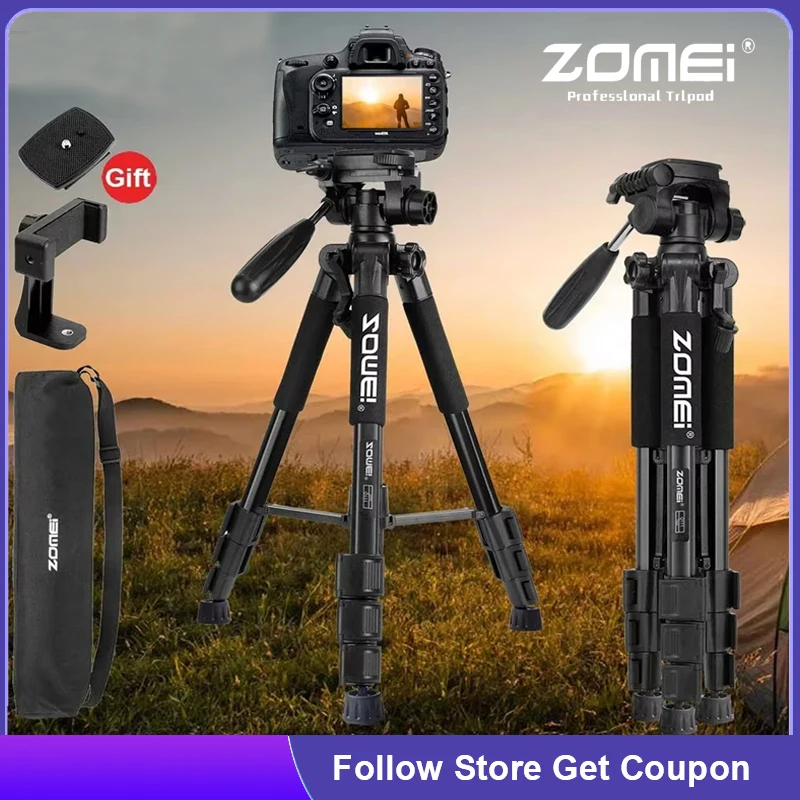 

ZOMEI Q111 140cm Lightweight Aluminium Tripod Stand For Camera Mobile with Phone Holder Remote Shutter Light Stand Photography