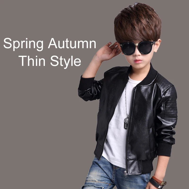 2 4 6 8 10 12 13 Years Big Boys Coat Autumn Winter Plus Velvet Warm Teen Kids Leather Jacket Fashion Waterproof Children Outwear