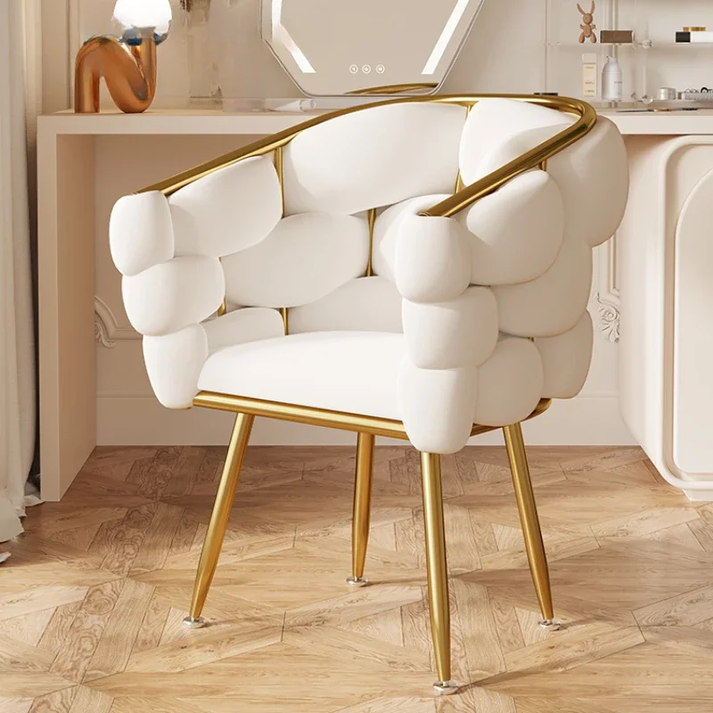 

Comfortable Breathable Makeup Chair Roughened Pipe Stool -Strong Resilience Cream Style Petal Chairs for Living Room Furniture