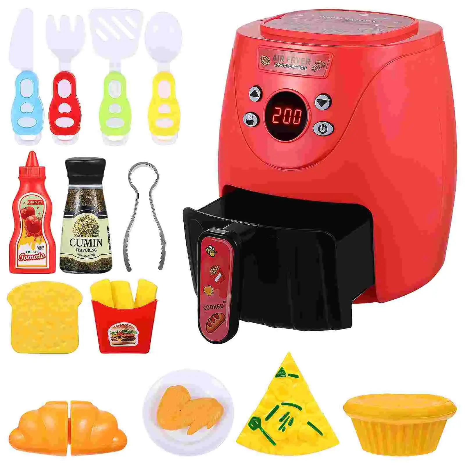 Air Fryers Toy Tomato Red Color Changing Kitchen Playset Plaything Mini Model Food 1800X1650X1500CM Pretend with Props Child