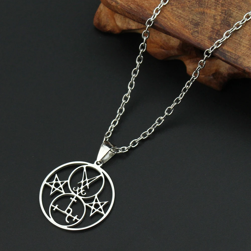 تميمة شيطانية تاليسمان ، قلادة من الفولاذ المقاوم للصدأ ، قلادة مزدوجة الختم ، لوسيفر ، ليليث ، شيطانية ، هدايا