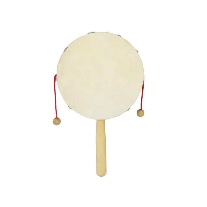 

1Pc 4-Inch Wooden Sheepskin Small Drum-Shaped Rattle Musical Instrument Children Orff Music Early Education Teaching Aid