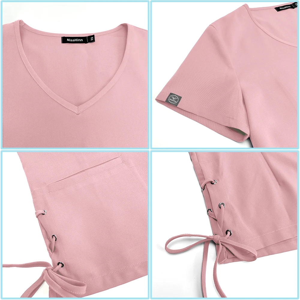 Enfermeira Médica Uniformes para Mulheres, Blusa Multicolor Enfermagem, Pet Shop, Salão de Beleza, Spa V-neck Tops, Clínica Trabalho Camisas