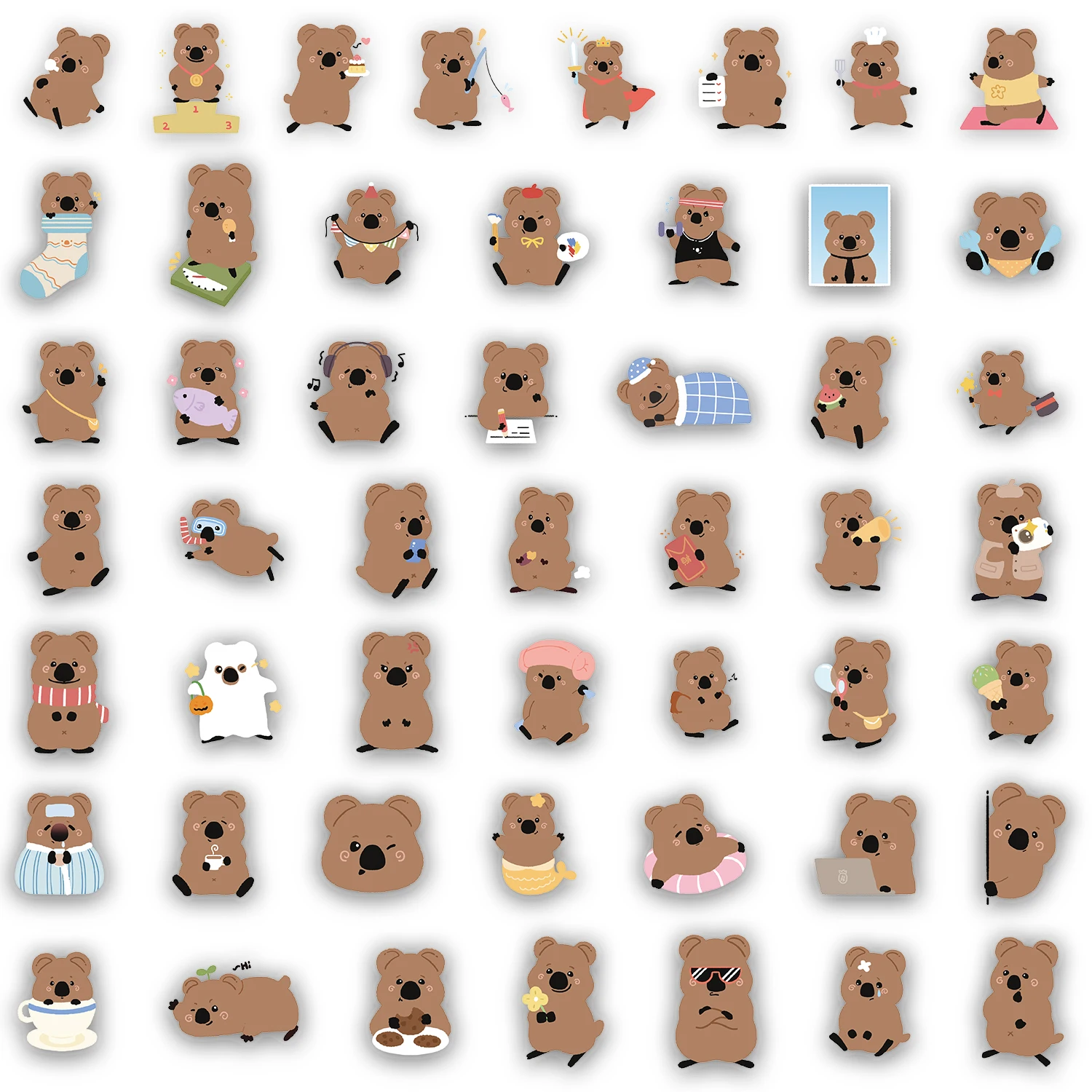 50PCS The Daily Life of Short tailed Dwarf Kangaroo Fun Stickers DIY Phone Case Laptop Water Cup Computer Toy Stickers