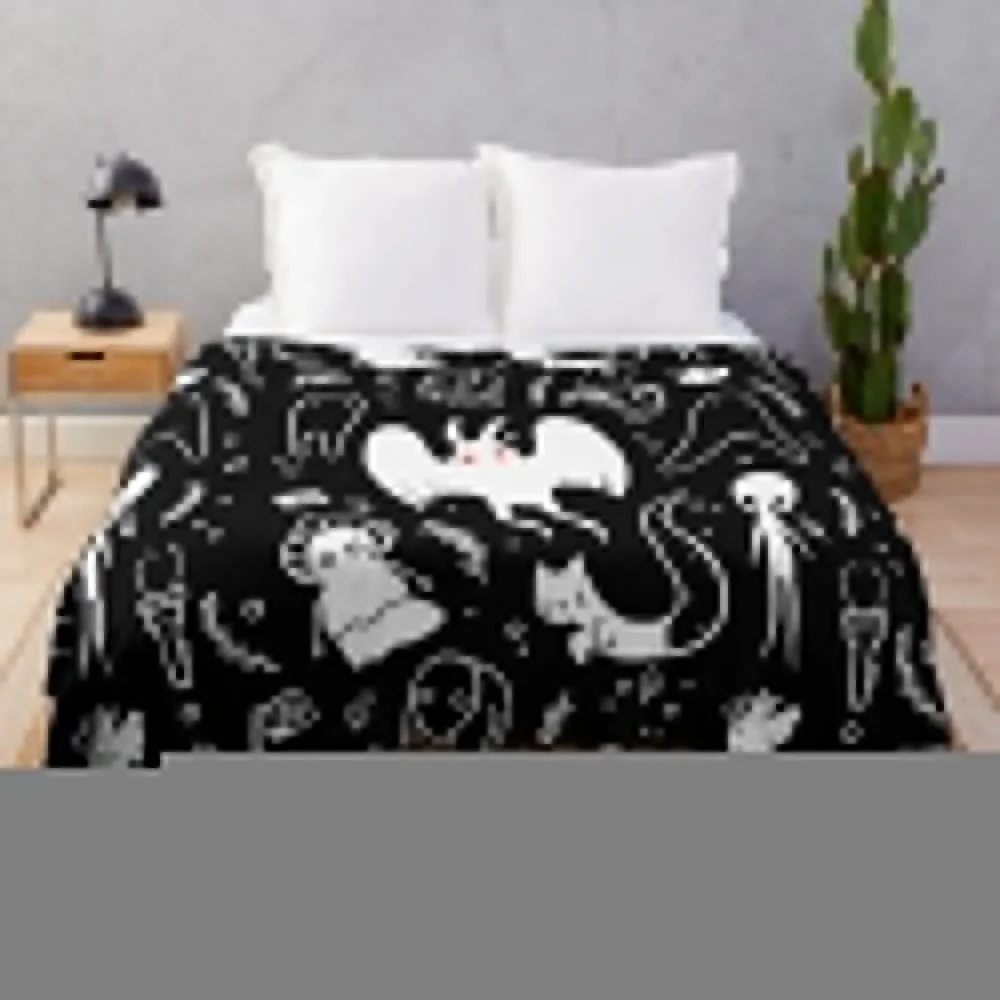 

cryptids in black Throw Blanket Hairy warm for winter Winter beds Blankets