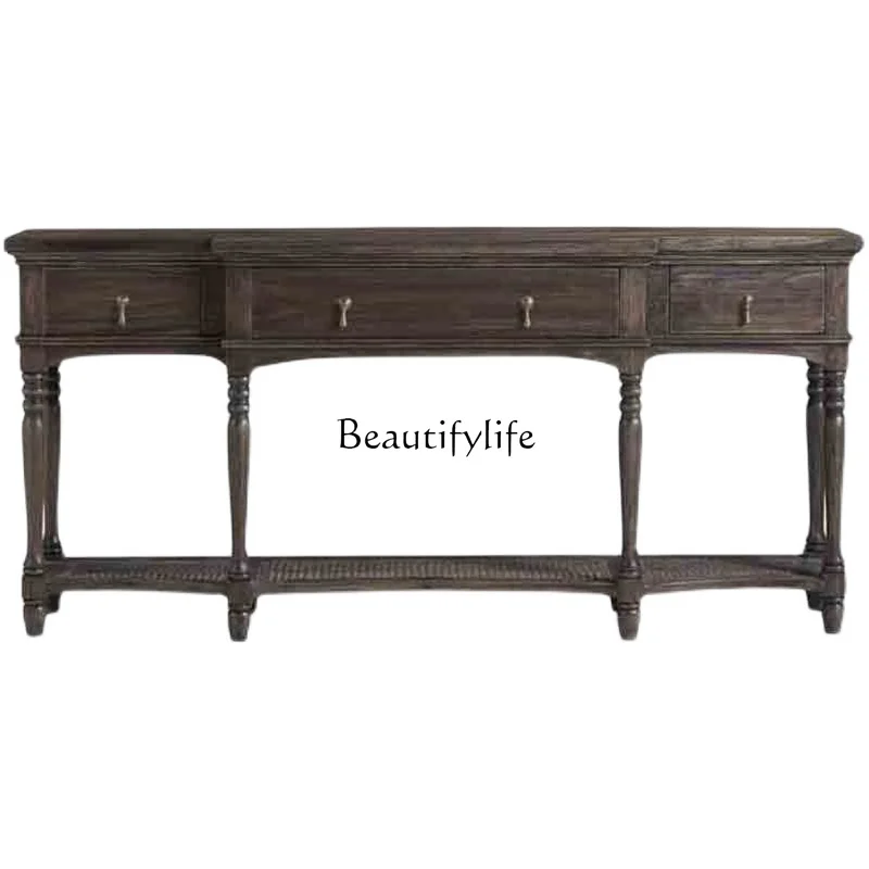 

Retro American solid wood entrance table, simple partition, living room decoration table against the wall, narrow table
