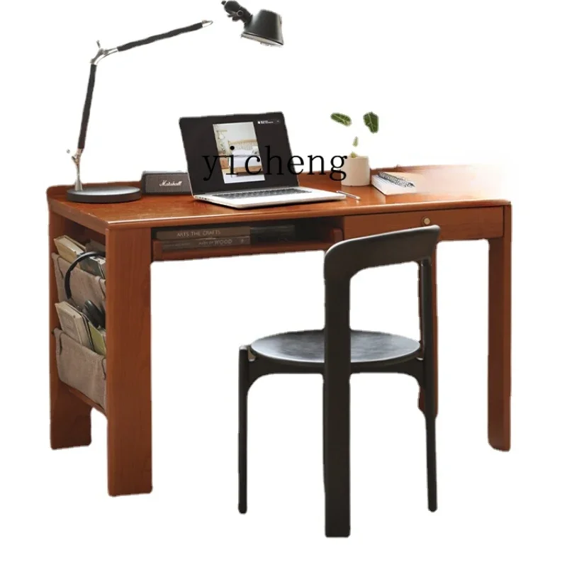 

XL solid wood desk, bookshelf, integrated cherry wood, log, study with drawers, desk, computer desk