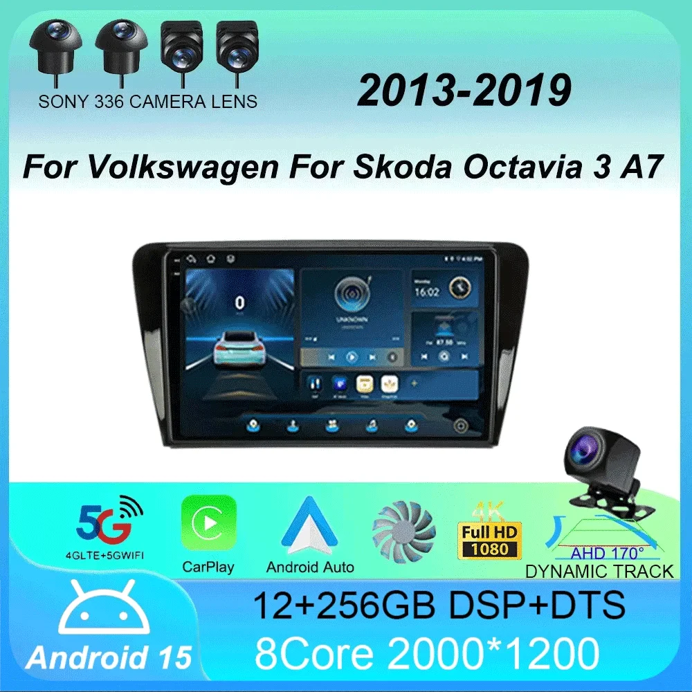 

Android 15 Car Radio Carplay Auto For Volkswagen For Skoda Octavia 3 A7 2013-2019 Multimedia 360 Camera Player 2Din Video Stereo