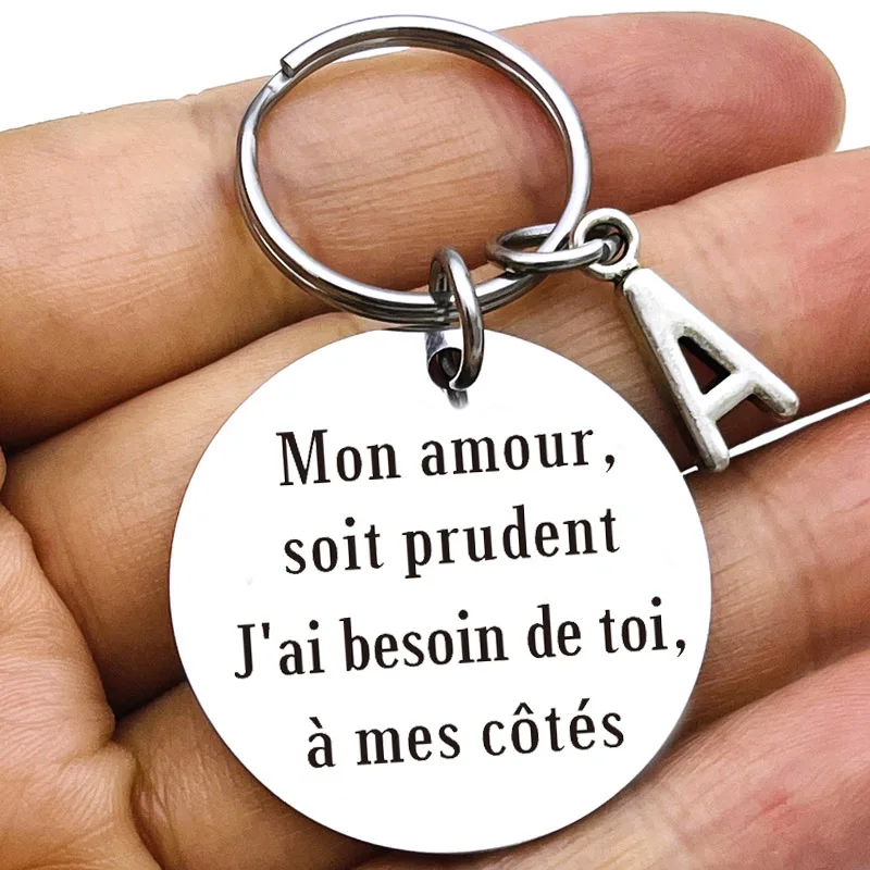 French Couples Keychain In French, Husband, Driver Gift, French Quote Keychain Mon Amour, Soit Prudent J'ai Besoin De Toi