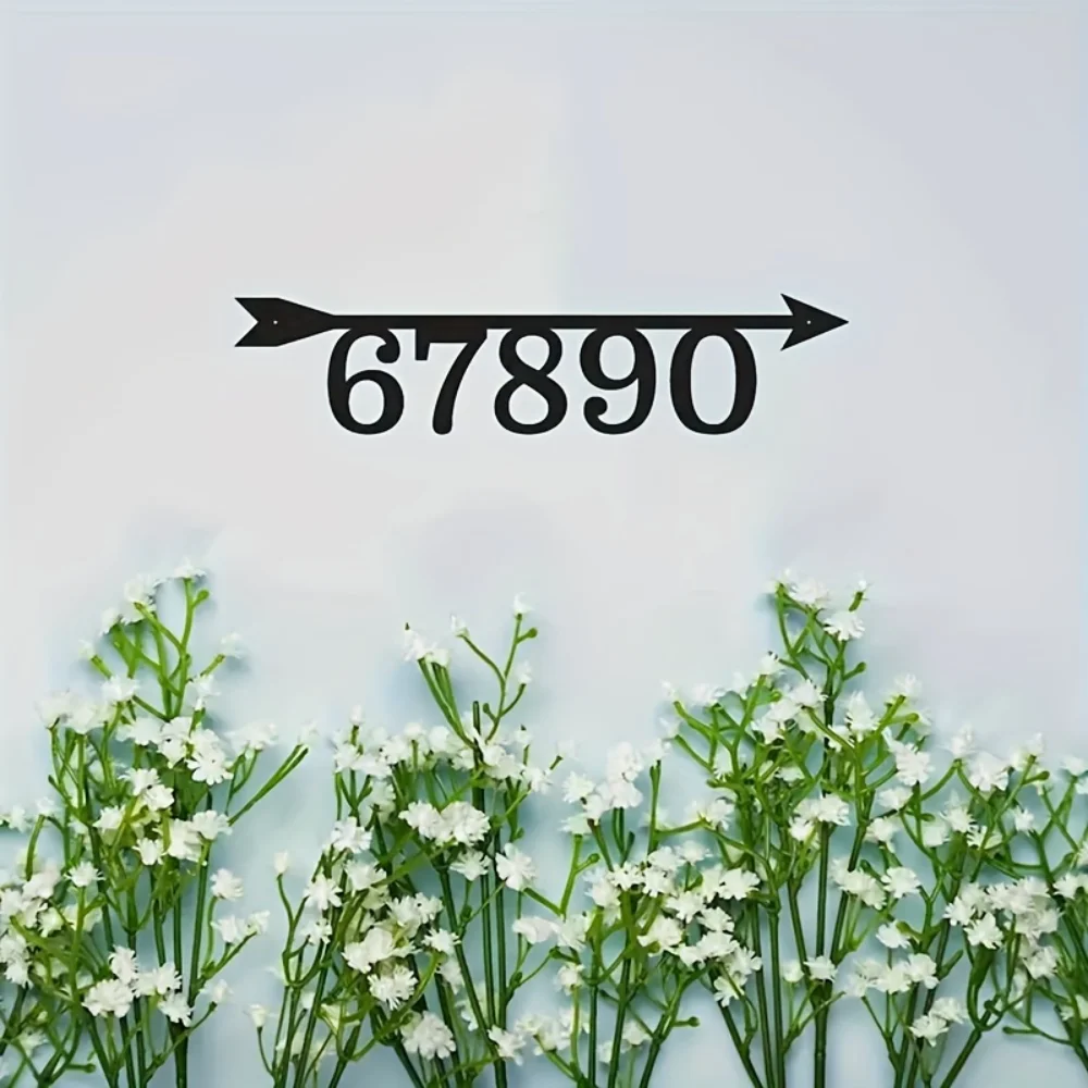 Unique Tailor Made Arrow Shaped Metal Address Plate Featuring Custom Name Number AAA Powder Coated All Season Home Decor