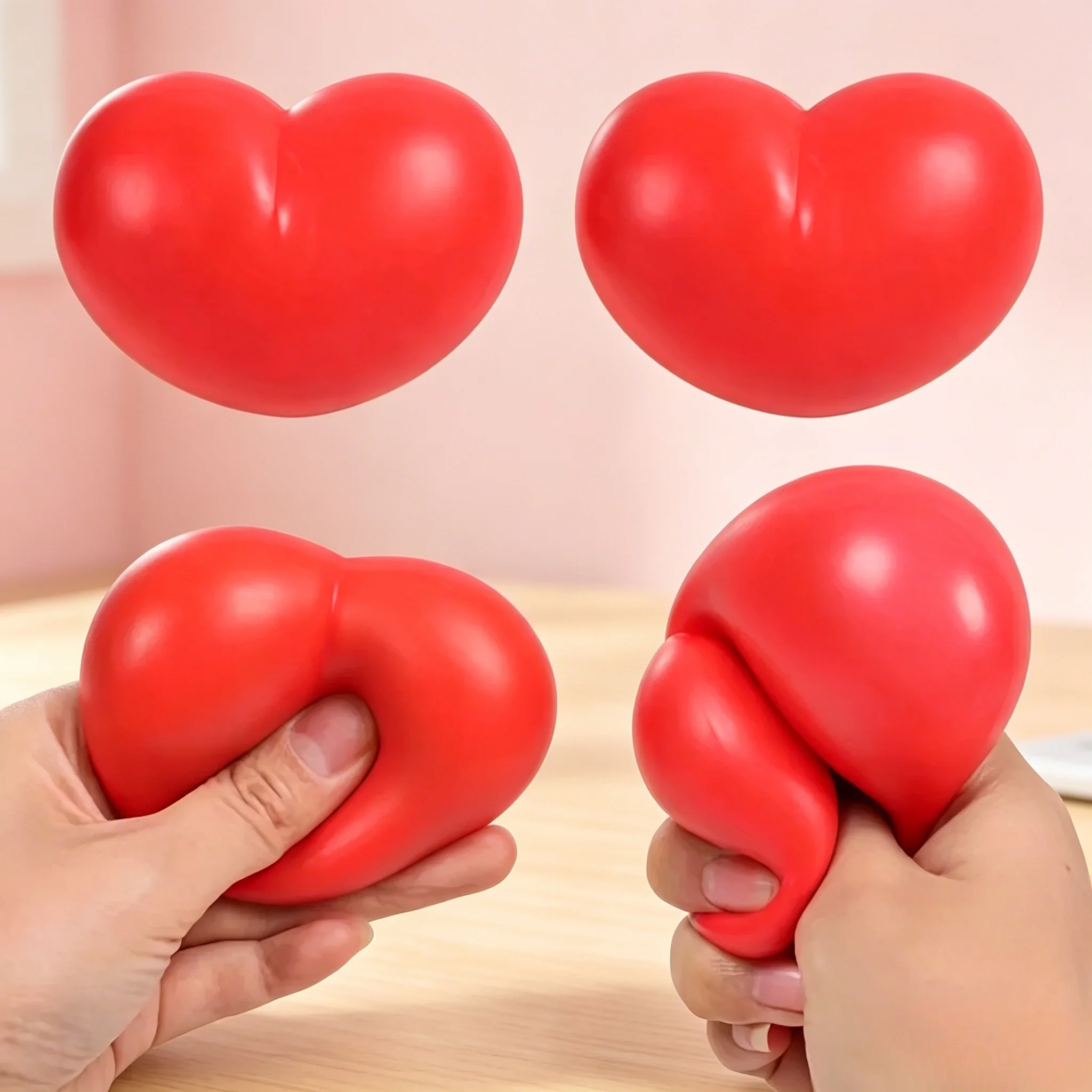 Valentine's Day Heart Squishy Pinch Soft Stress Ball Tension Anxiety Relief Fidget Toy Cute Kawaii Desk Decompression Plaything