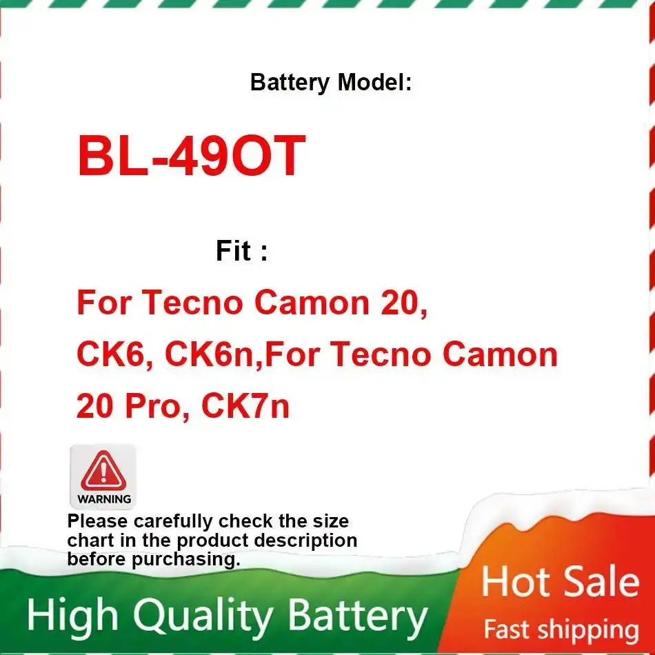 5000mAh Safe And Reliable Mobile Phone Battery Robust For Tecno Camon 20, CK6, CK6n,For Tecno Camon 20 Pro, CK7n BL-49OT