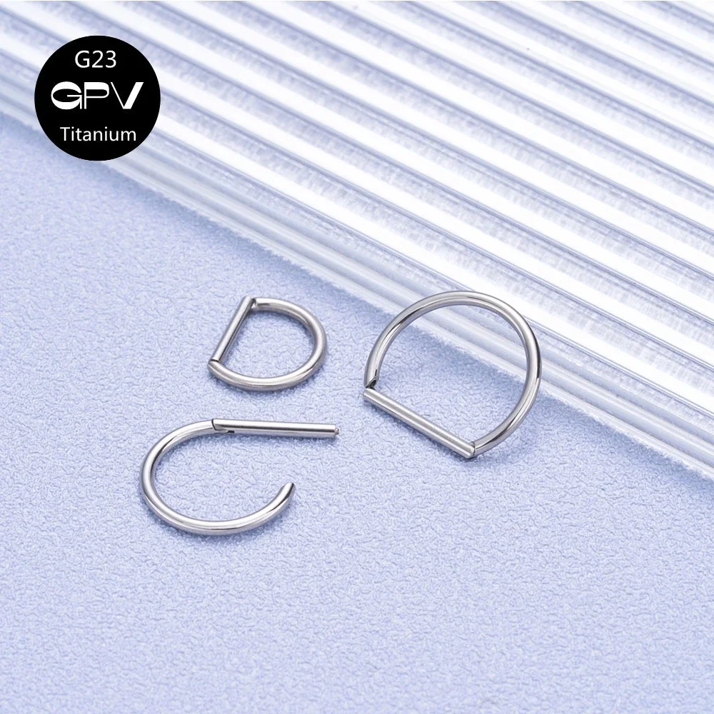 10PCS Titanium G23 Letter D nose Ring 16G Seamless Opening Ring Perforated Jewelry Men\'s And Women\'s Punk Highlighting Earrings