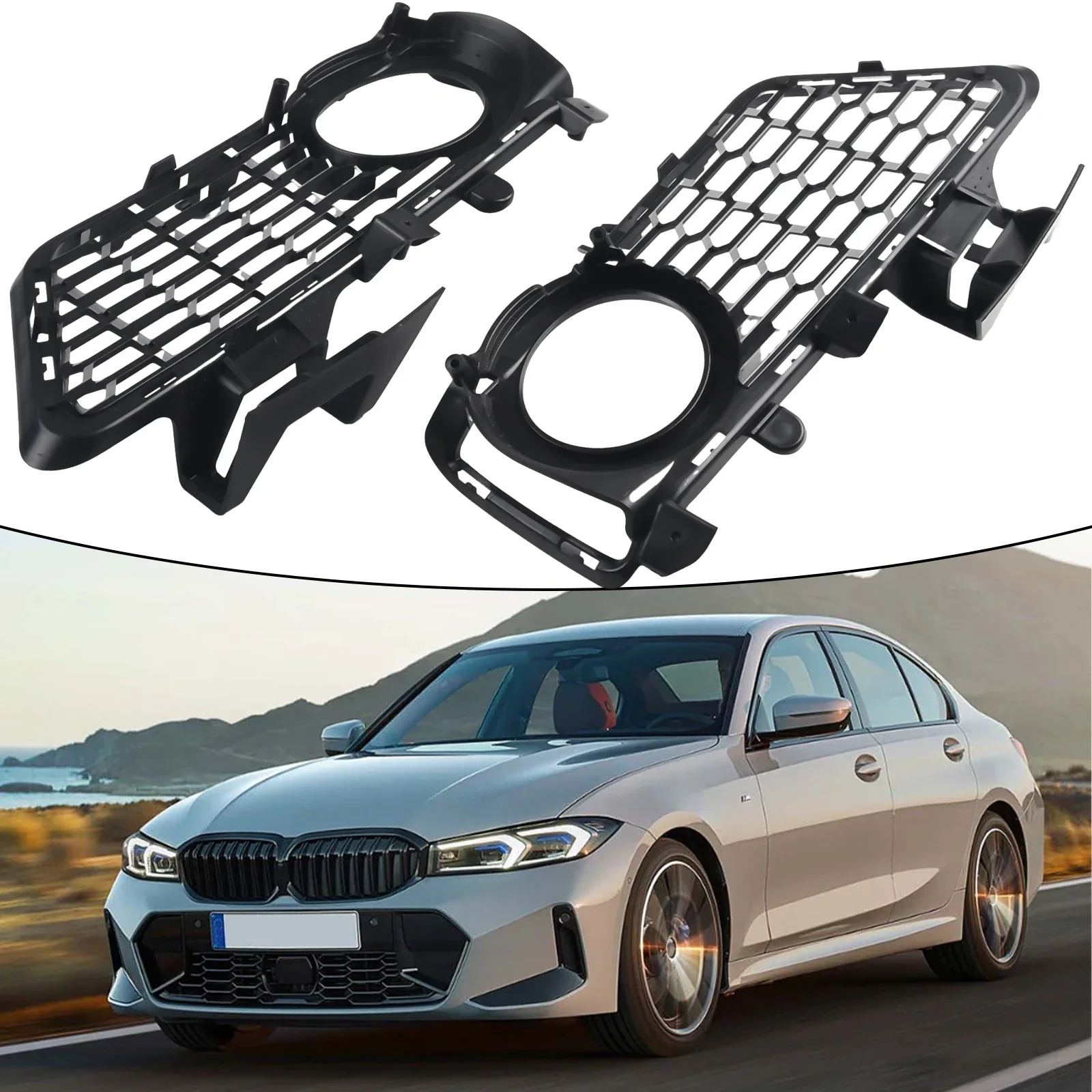 Hot Sale 1 Pair Black Front Bumper Fog Light Grills For BMW 3 Series F30 F31 F35 2012-On #51118054155 Car Accesorios