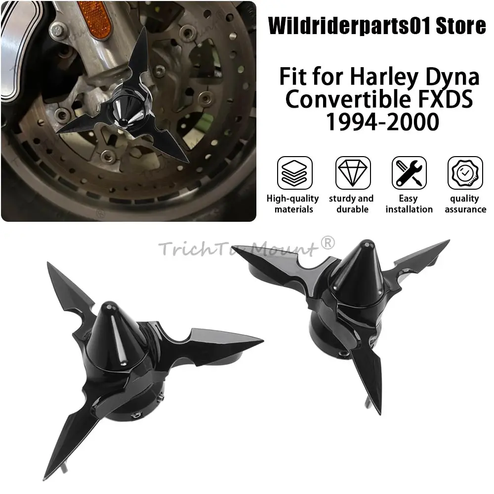 Motorcycle Accessory 1 Pair Black of Front Axle Nut Cover Caps Plastic For Harley Electra Glide Ultra Limited Low FLHTKL 2015-19