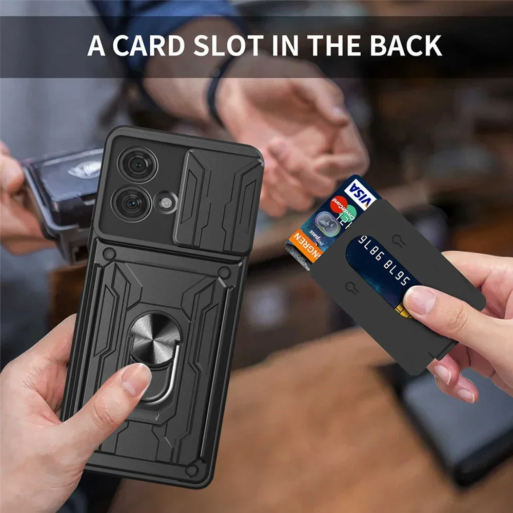 Kickstand Case For Motorola Moto G56 G86 G05 G15 G35 G55 G75 G85 5G Cover Card Pocket Ring Stand Holder Fundas Coque Capa