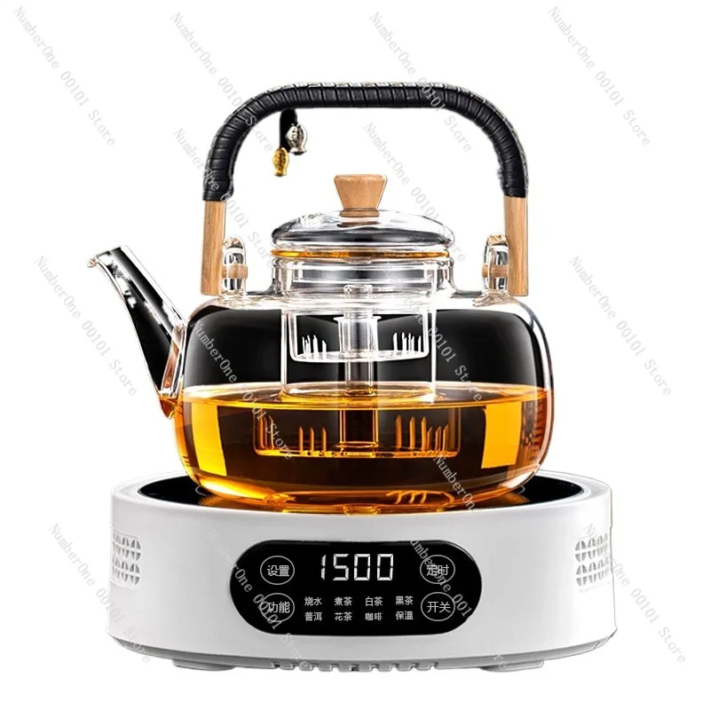 All Glass Electric Tea Kettle Integrated Boiling Brewing Steaming Tea Maker with Ceramic Stove Base Home Tea Set 2026 New Design