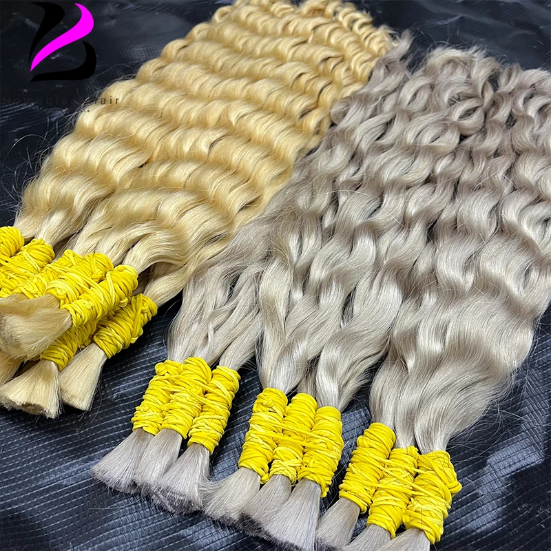 No Weft Remy Bulk Human Hair Deep Wave Bulk 18 To 30 Inch Pre-Colored Vietnamese Human Hair Extension Crochet Braids Bundles