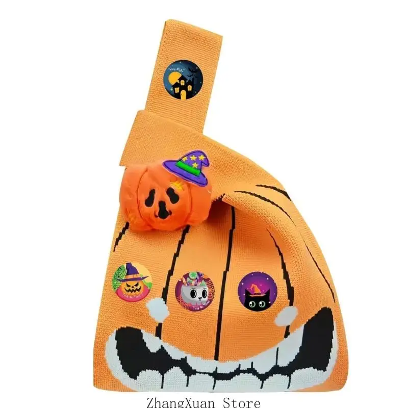 Halloween-Leckereien-Wickelbeutel-Set mit Polyester-Süßigkeitsbeutel, Aufkleber-Sortiment zum Basteln und tragbarer – Detail 9