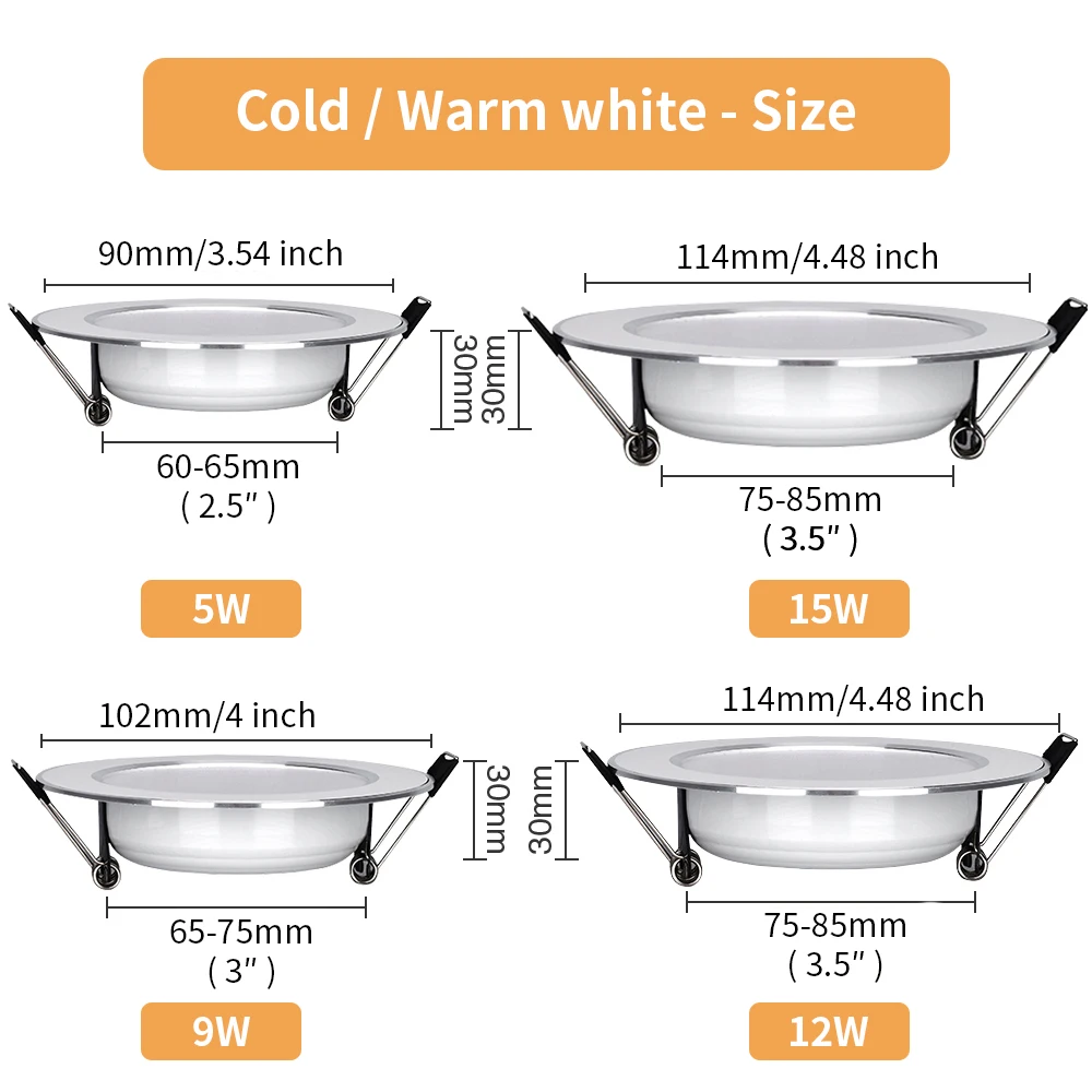 Faretto da incasso a Led 6/12pcs 5W 9W 12W 15W 110V/220V lampada da soffitto faretto da incasso rotondo a Led faretto dimmerabile a 3 colori