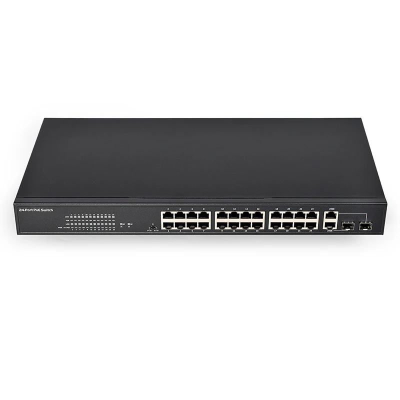 PSE2624GSR-AI Anti-thunder 4KV 24+2+2SFP Port Watchdog VLAN 250Meter  250W Poe Switch for 8MP IPC
