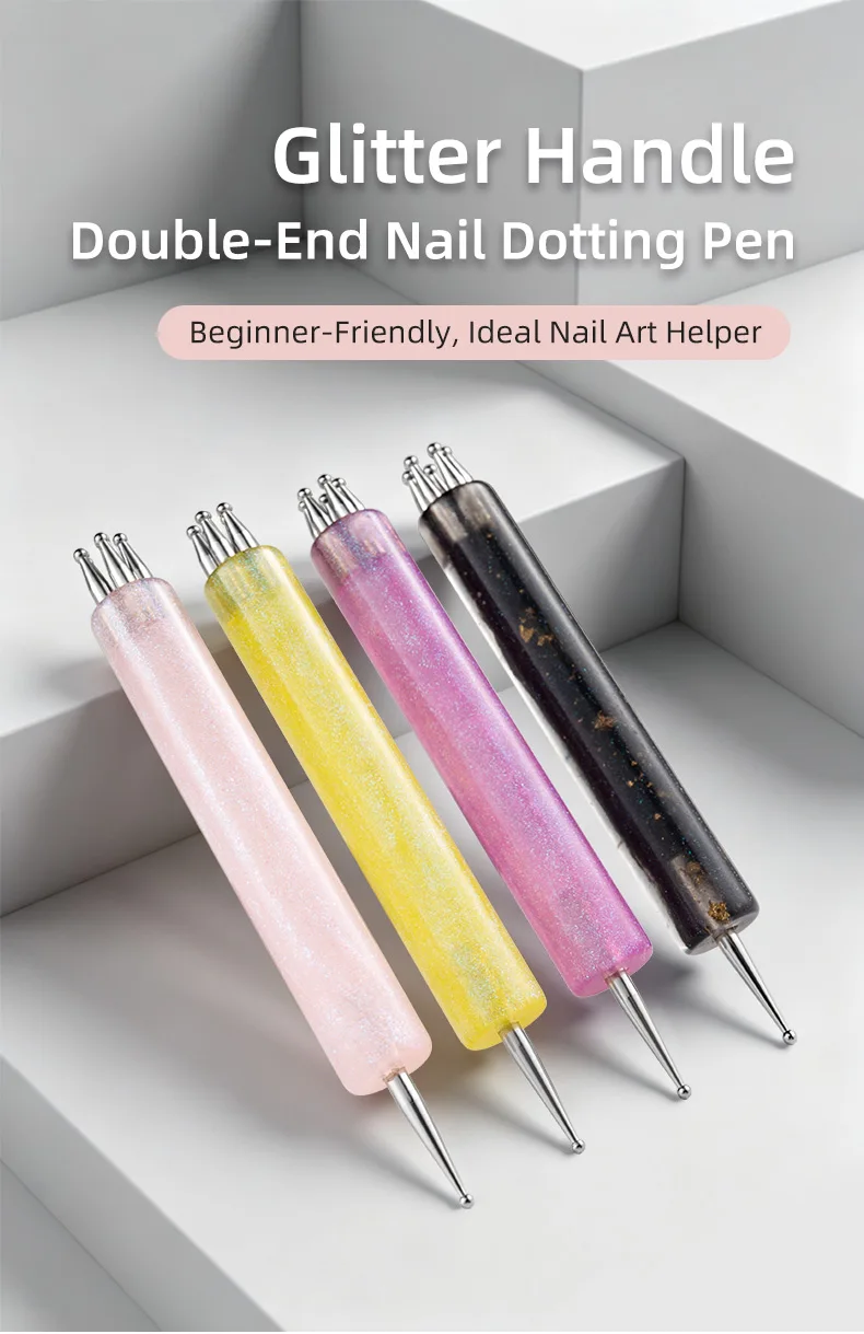 DIY Nagelkunst 5-Blütenblatt-Punktierwerkzeug Blumenformer Doppelendiger Strass-Picker zum Zeichnen winziger Punkte Glitzer-Griff Maniküre-Nagelwerkzeuge – Detail 1