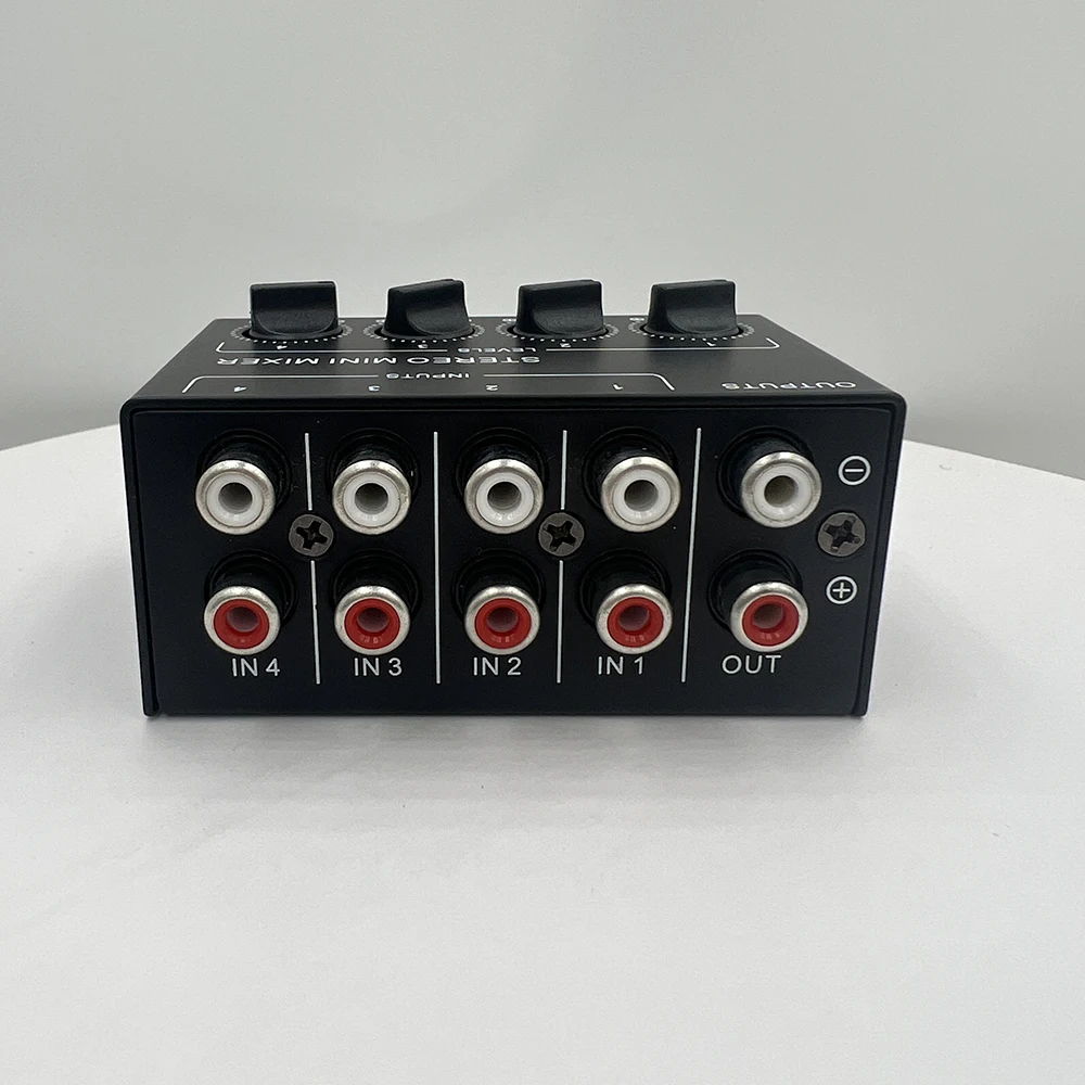 4 Channels Passive Mixer Audio Professional Audio Stereo Mixer Sound Mixer Portable RCA Input Ultra Low Noise for Live Studio