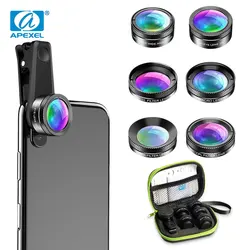 APEXEL HD 6 in 1 Mobile Phone Camera Lens CPL/Star Filter Lens Wide Angle Macro Lenes for Smartphone Fish Eye Lente Para Celular
