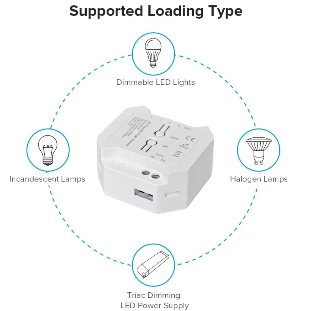 

Диммер переменного тока Triac с поддержкой диммирования светодиодных драйверов, с кнопочным диммером, 110-220В, беспроводной диммер переменного тока