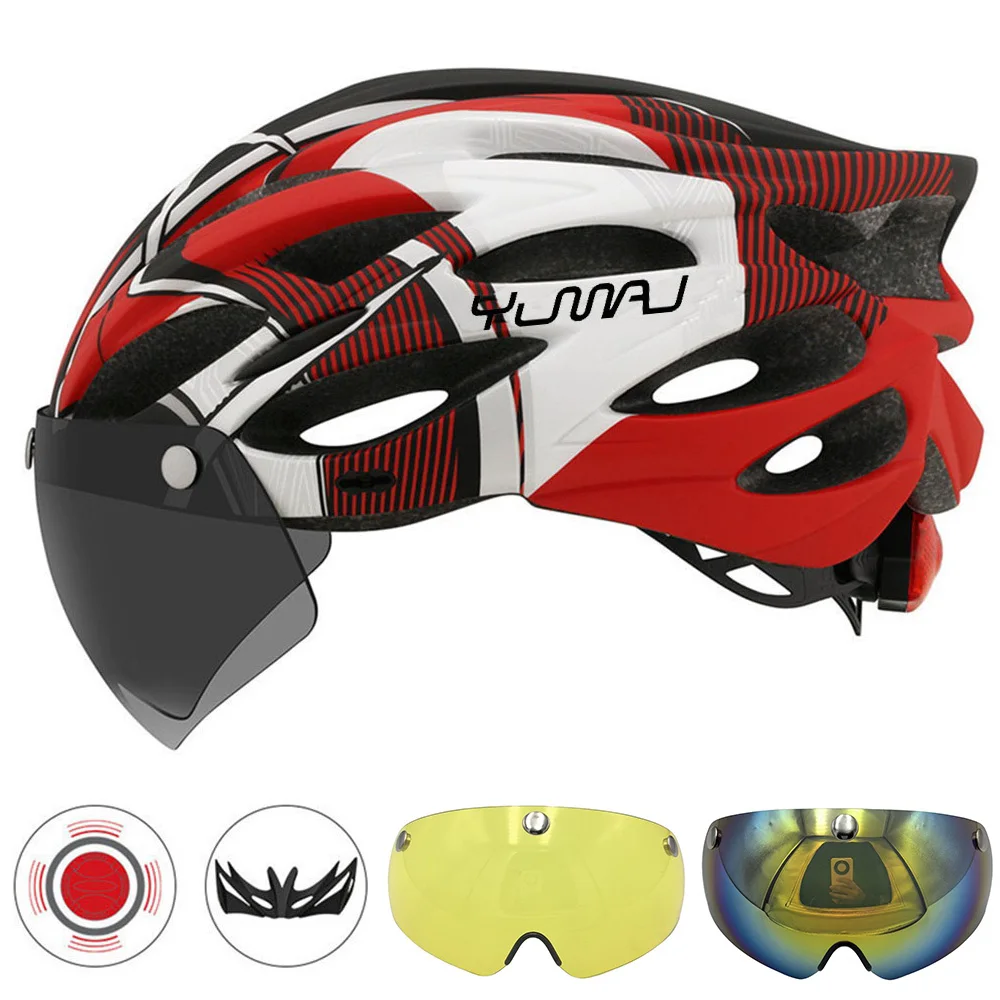 230g YUMAJ Ultraleichter Helm für Straße und Berge, Integral geformt mit abnehmbarem Visier, Fahrrad-Rücklicht-Helm CB-26 – Detail 21