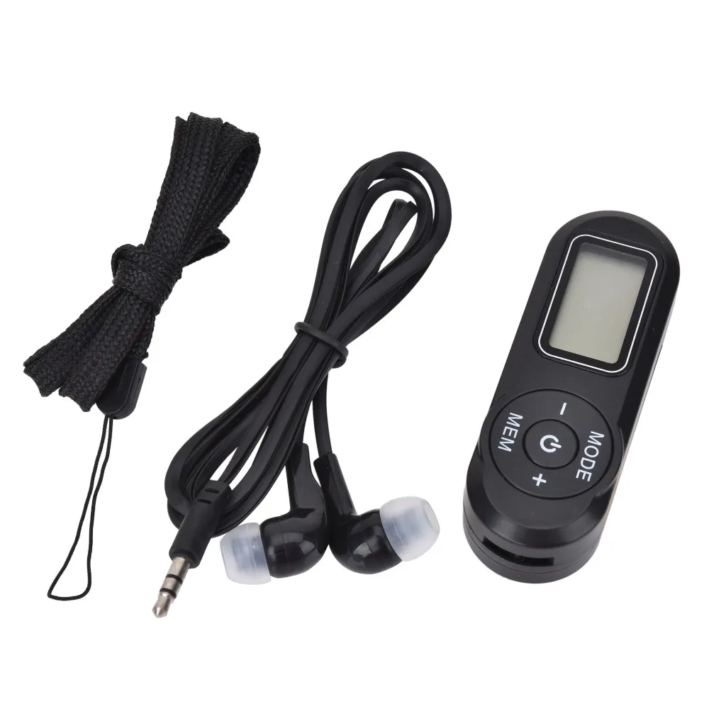 

Mini Portable FM Radio 64-108MHz Power First-rate Digital Display FM Receiver LCD Display with Headphone Lanyard