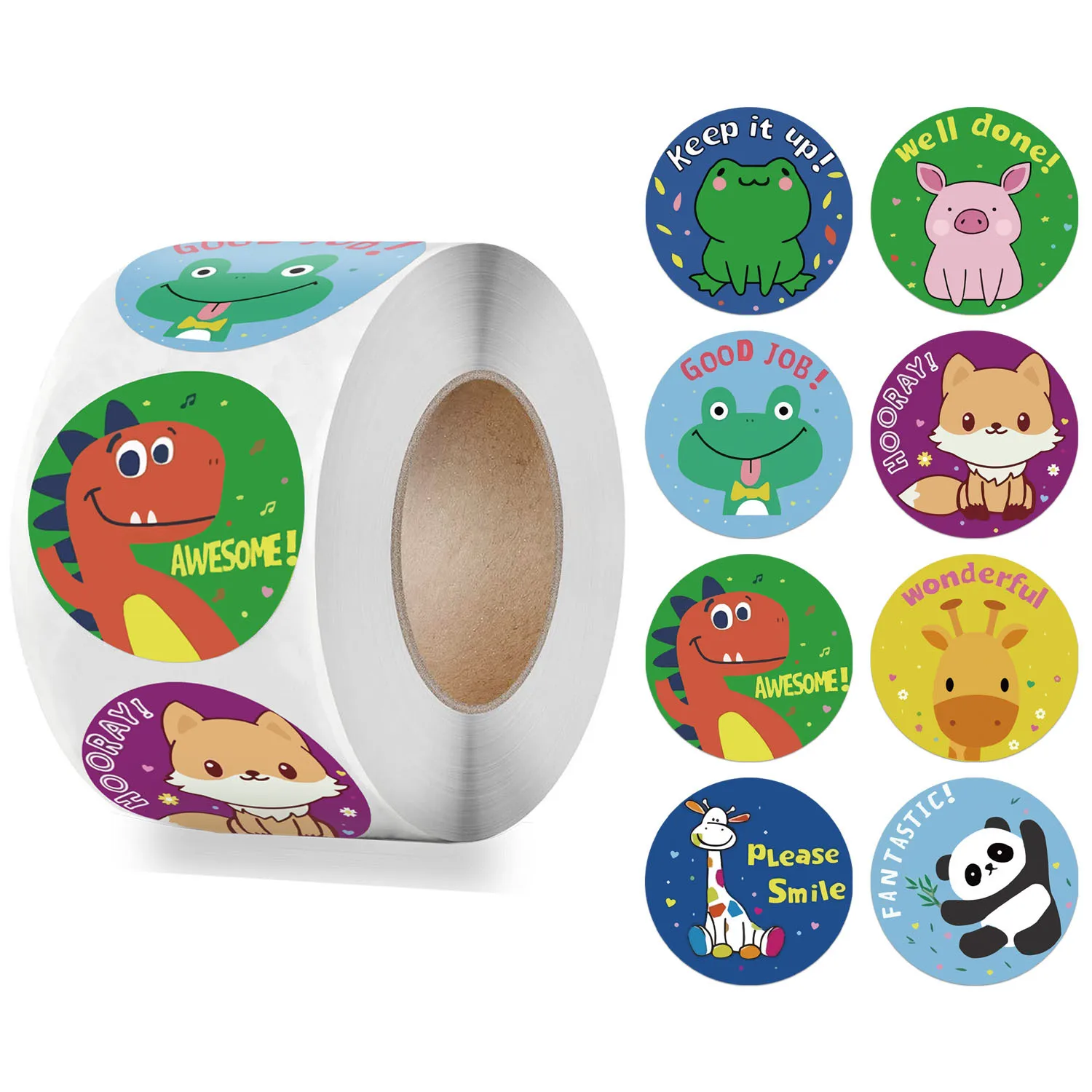 50-500Pcs Reward Stickers Motivational Stickers Roll Kids School teacher Reward Students Teachers Animals Sticker Seal Labels