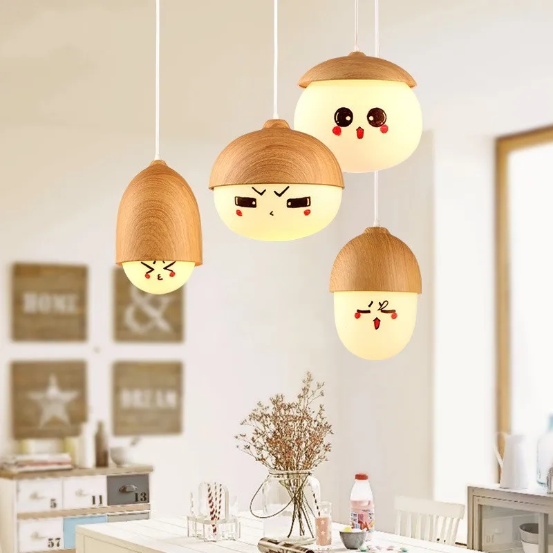 1 piece Novelty led home lighting dining room Bar glass Pendant lights lamparas bedroom kids light fixtures +cartoon stickers