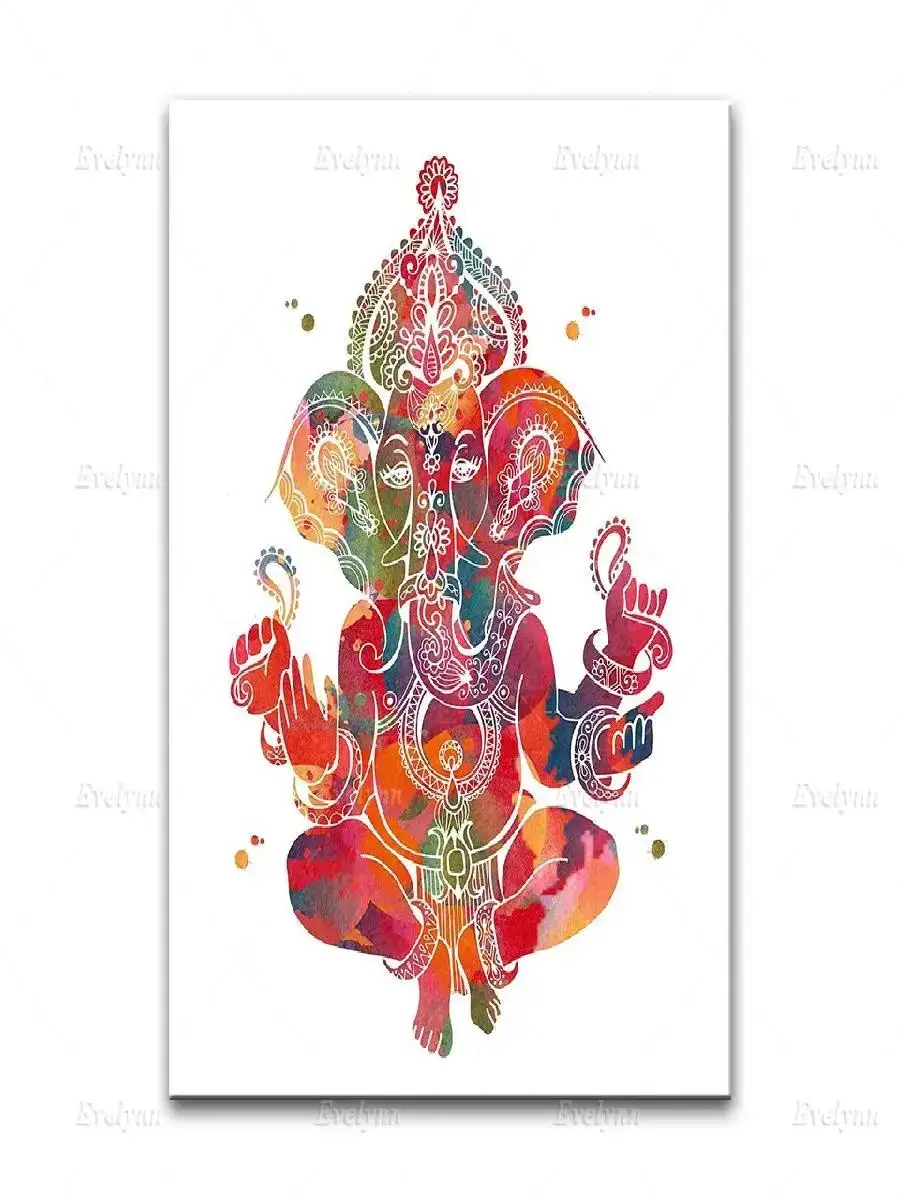 Spiritual Yoga Meditation Wall Art Watercolor Ganesha Shiva Kali Yin Yang Tree Home Decor Poster Print