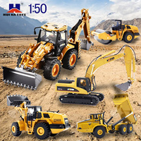 Huina 1:50 Alloy Vehicle Model Metal Tank Truck Mixer Simulation Excavator Bulldozer Forklift Crane Kids Toys Boy Birthday Gifts