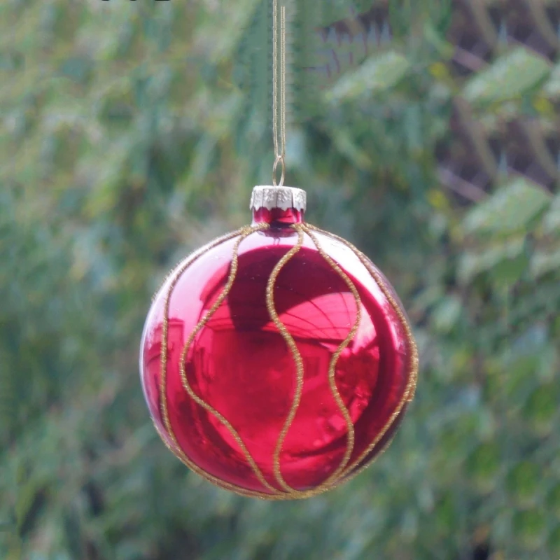 12pcs/pack Diameter=8cm Hand Painted Christmas Glass Ball Window Hotel Shopping Wedding Hanging Pendant Gold Powder Ornament