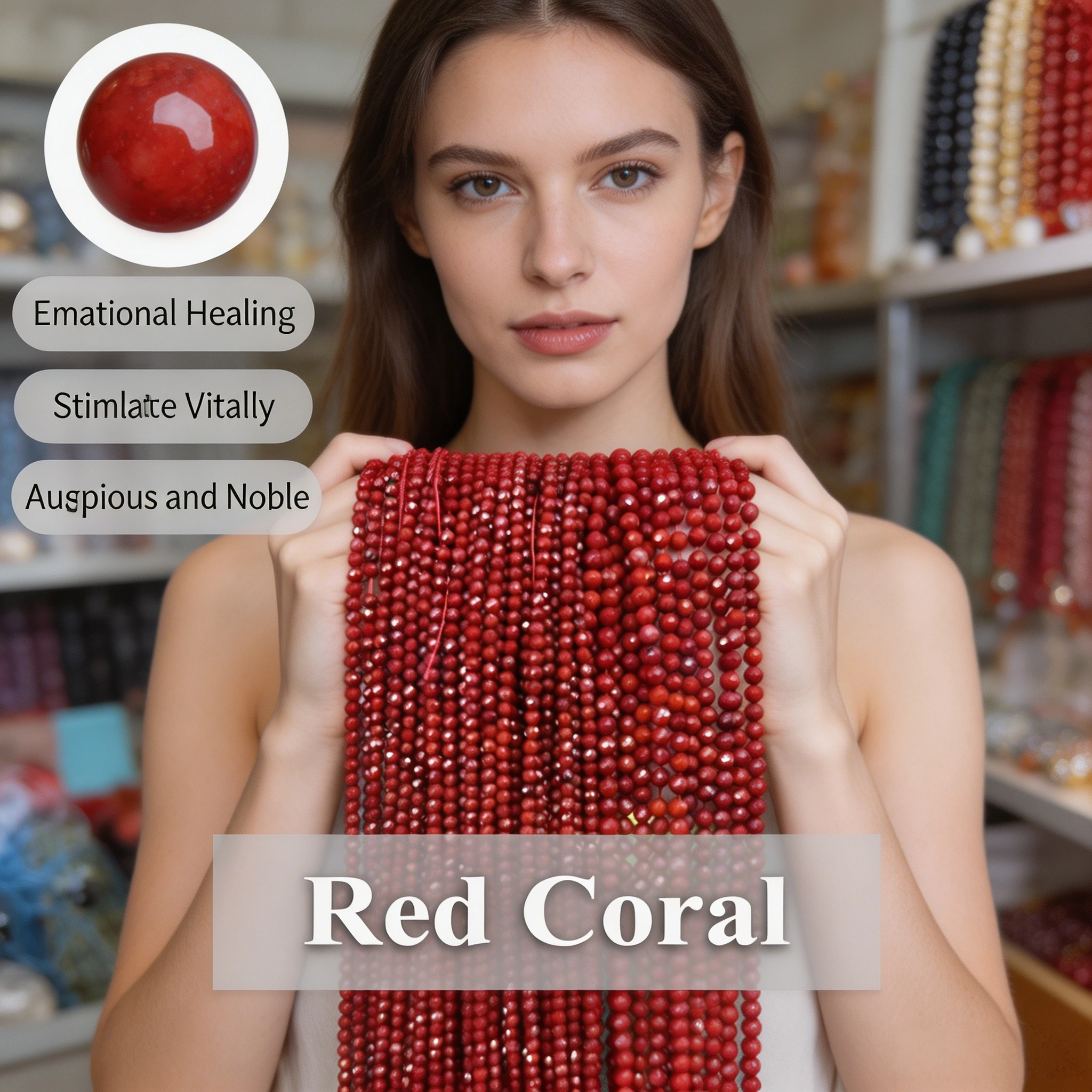 Natural Red Coral Faceted Beads 2 3 4mm Loose Gemstone Round Stone Bead DIY Necklace Bracelet Craft Supplies Jewelry Accessories view 2