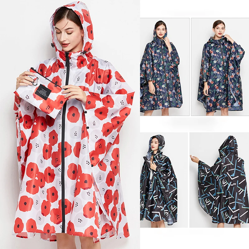 Rain Poncho Raincoat Hooded for Adults Women with Pockets