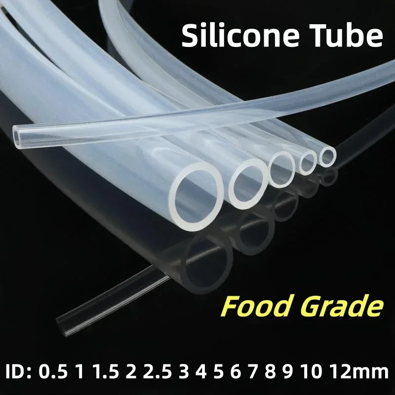 

Food Grade Transparent Silicone Rubber Hose ID 0.5 1 2 2.5 3 4 5 6 7 8 9 10 12 mm Clear Flexible Nontoxic Silicone Tube 1/5/10M