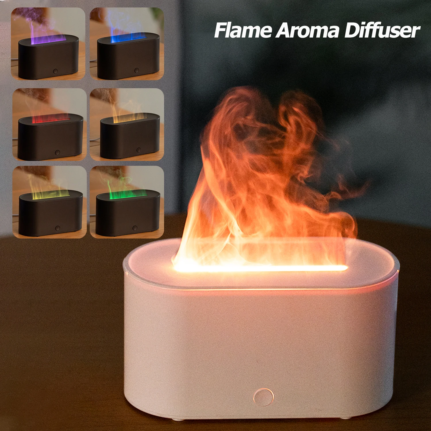 Mini Colorful Flame Air Humidifier Aromatherapy Essential  Aroma Diffuser Oil Diffuser with Auto Off for Home Bedroom Offic