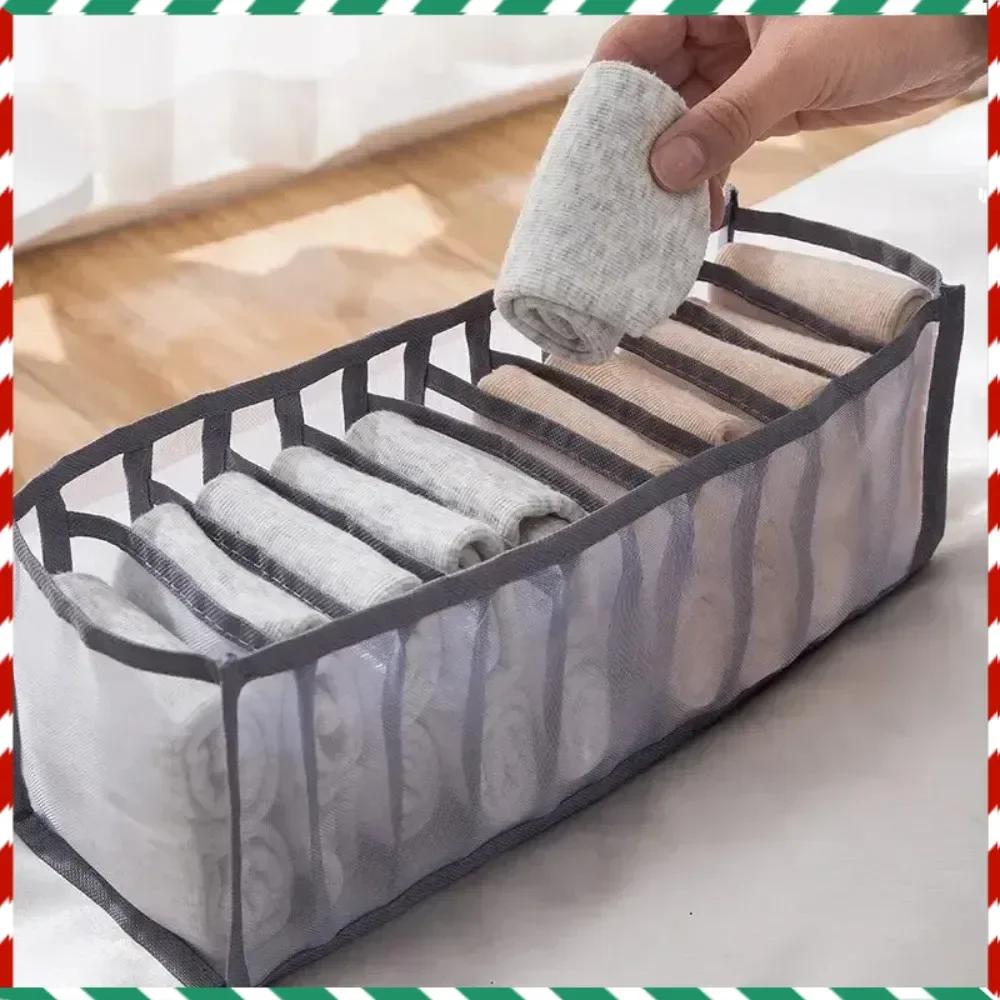 

11 Compartment Home Collapsible Underwear Storage Box Nylon Organizing Dormitory Storage Bra Organizing Breathable Mesh Bag