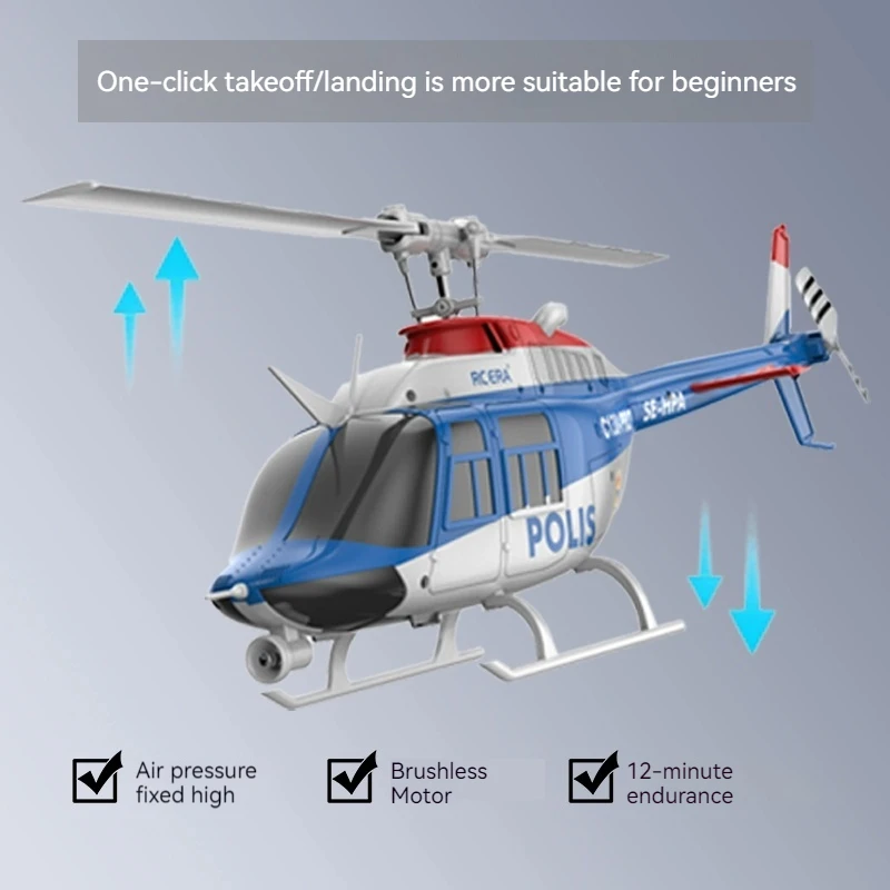 RCERA Remote-Controlled Helicopter C138 Pro Six Channel Model Aircraft Brushless Stunt Simulation Bell Helicopter Boy Toy Gift