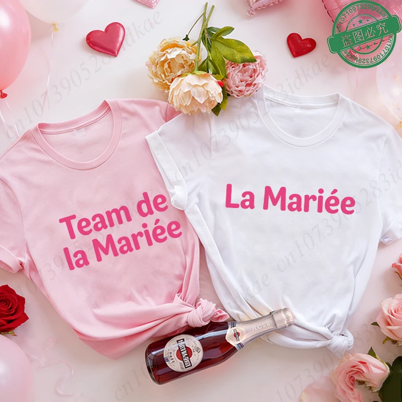 French Future Bride Team Graphic Blouses O Neck Short Sleeve Tees Girls Single Farewell Bachelorette Party Bridal Wedding Squad