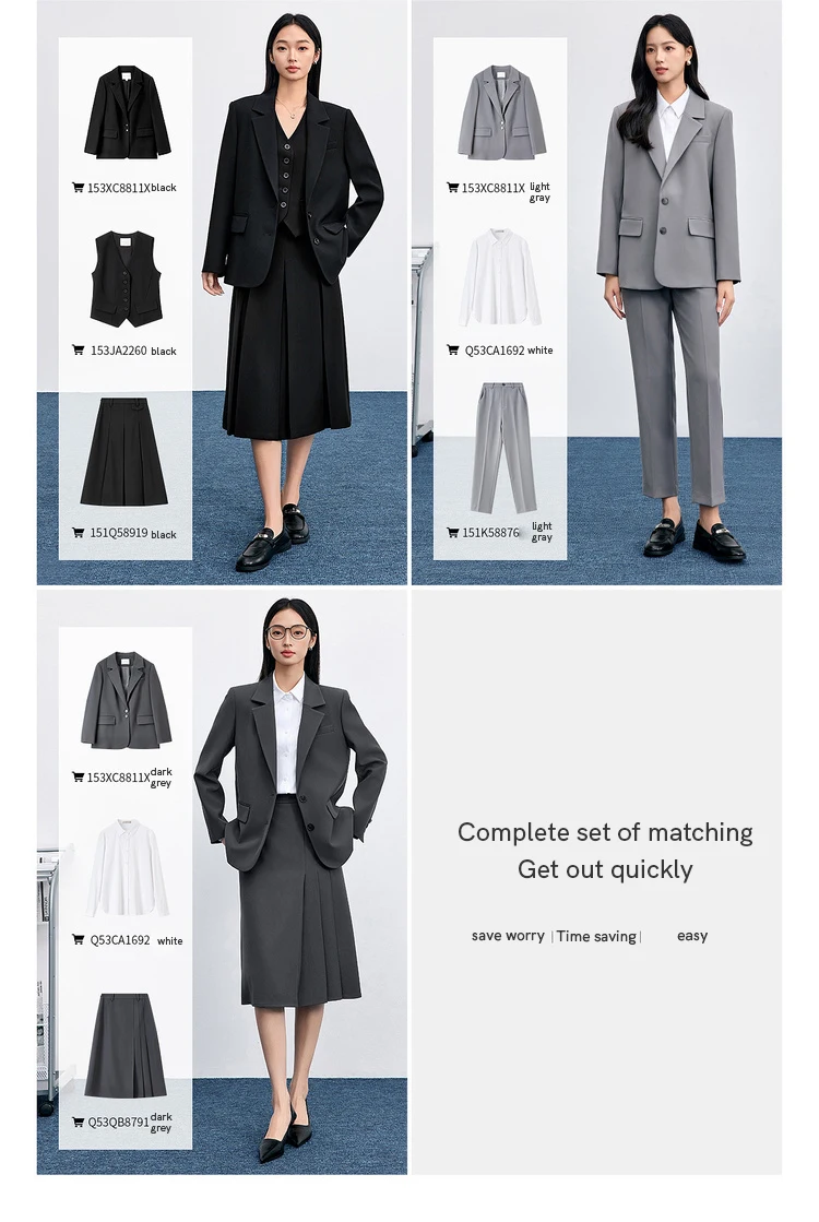 SENTUBILA Einfarbige Blazer für Damen 2026 Herbst Reverskragen Einreihig Zweiknopf Gerade Locker Sitzender Maßgeschneiderter Mantel 153XC8811X – Detail 26
