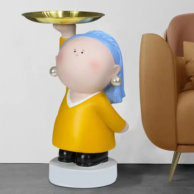 

Girl's living room with pearl earrings large floor decoration tray housewarming gift pieces