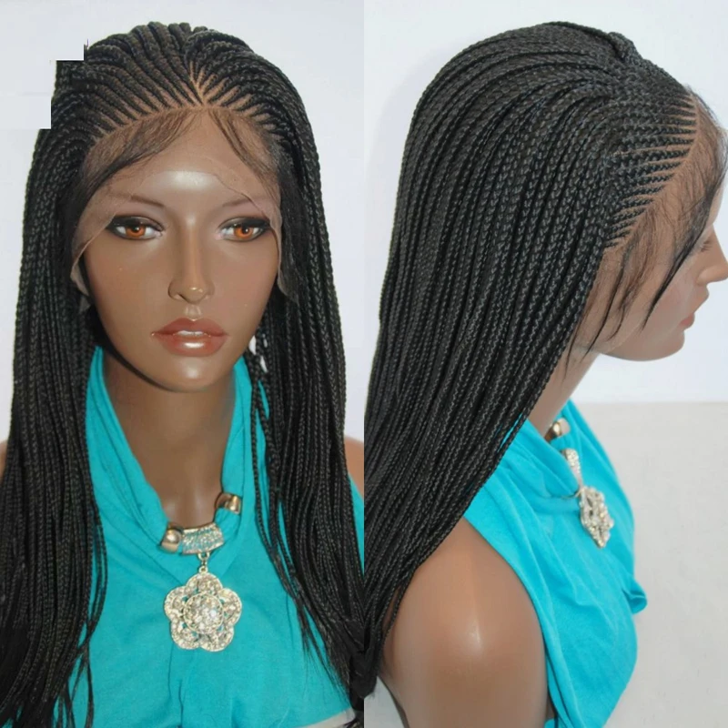 Box Braided Wigs Cornrow Braid Wig New Synthetic Lace Frontal Wigs for Black Women Knotless Braids Party Wig Baby Hair Daily Use