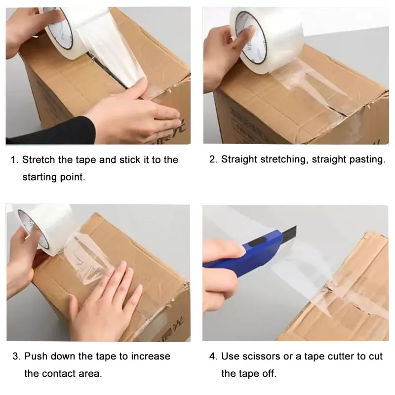 70 متر طول × 4.5 سنتيمتر عرض عالية شفافة واضحة التعبئة الشريط دائم لاصق قوي اكسبرس اللوجستية ختم الشريط