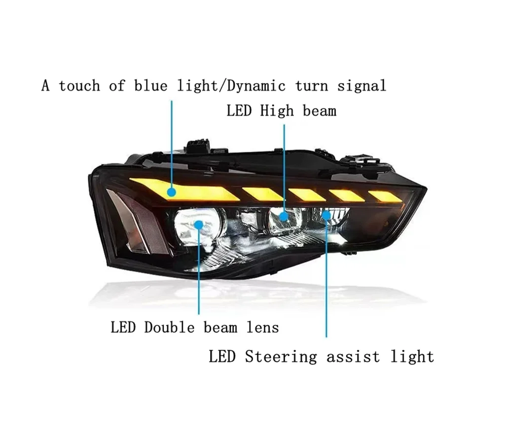 Car Lights for Audi A4 S4 2013-2016 RS4 LED Auto Headlights Assembly Upgrade 2023 Newest Style Design LHD RHD Accessories