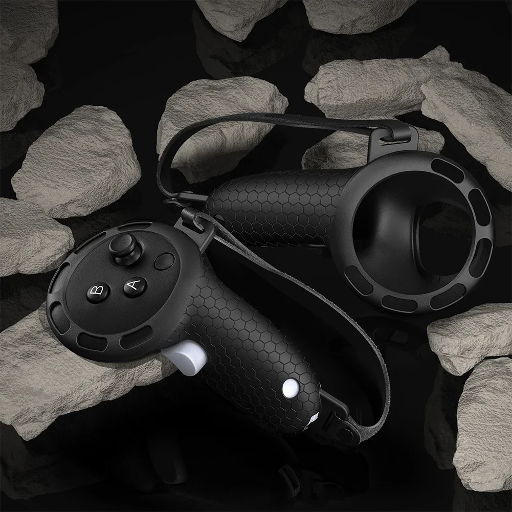 조정 가능한 핸드 스트랩이 있는 실리콘 컨트롤러 그립 Meta Quest 3S/Quest 3 VR 액세서리용 미끄럼 방지 핸들 커버 그립 커버