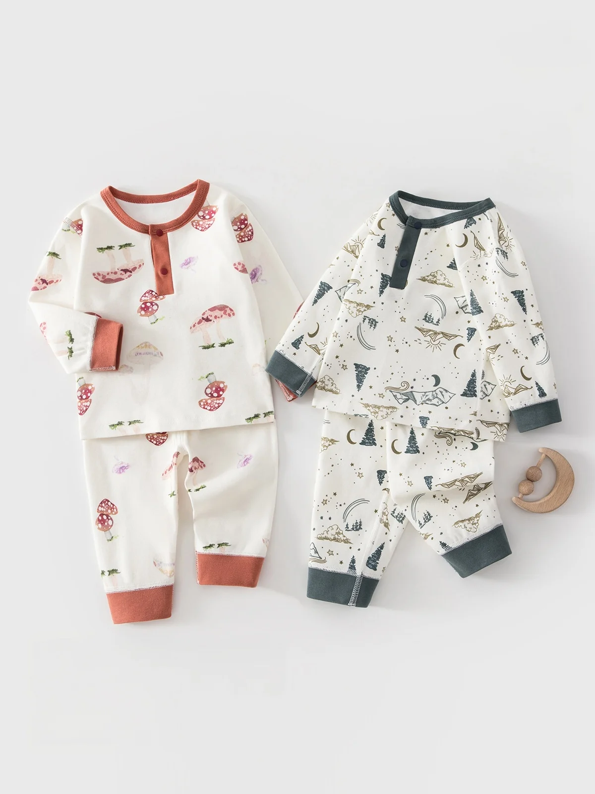 Conjunto de pijama de otoño para bebé, conjunto de 2 piezas con estampado de dibujos animados, cuello redondo, manga larga, pantalones, traje suave para niños de 0 meses a 3 años